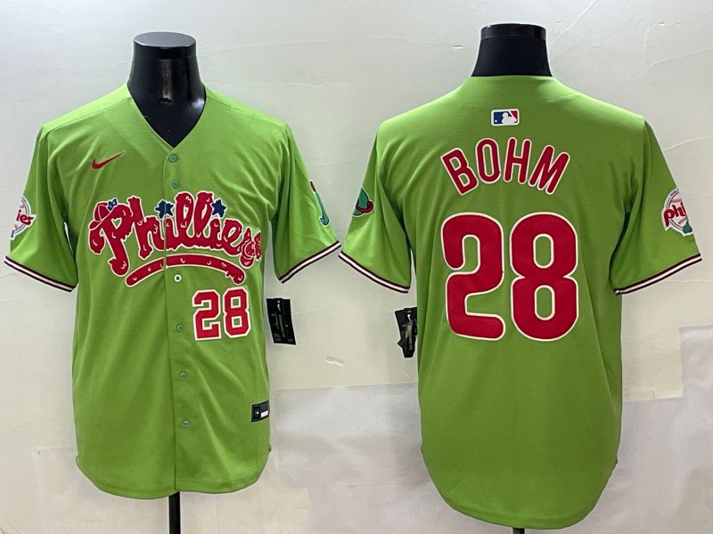 Men Philadelphia Phillies 28 Bohm Green Five generations Nike 2025 MLB Jersey style 5